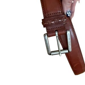 Coach Brown Leather Men's Belt with Silver Buckle